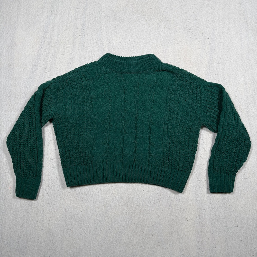Wonder Nation Kids Green Cable Knit Mock Neck Pullover Sweater Size M 7-8
